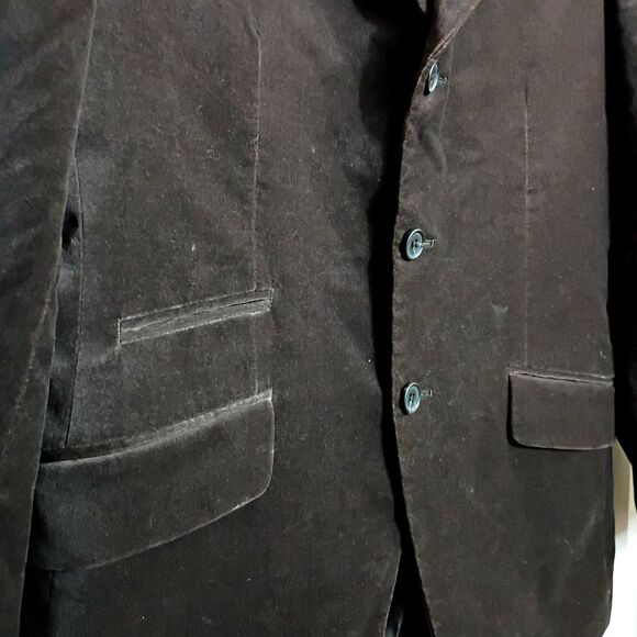 H&M Men's Dark Ashy Brown Velvet 3 Button Blazer 38 Lined Academia Old Money - Picture 4 of 6